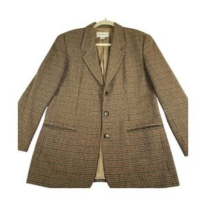 Vintage Liz Claiborne Blazer Womens 8 WoolTweed HoundstoothPlaid Career Academia